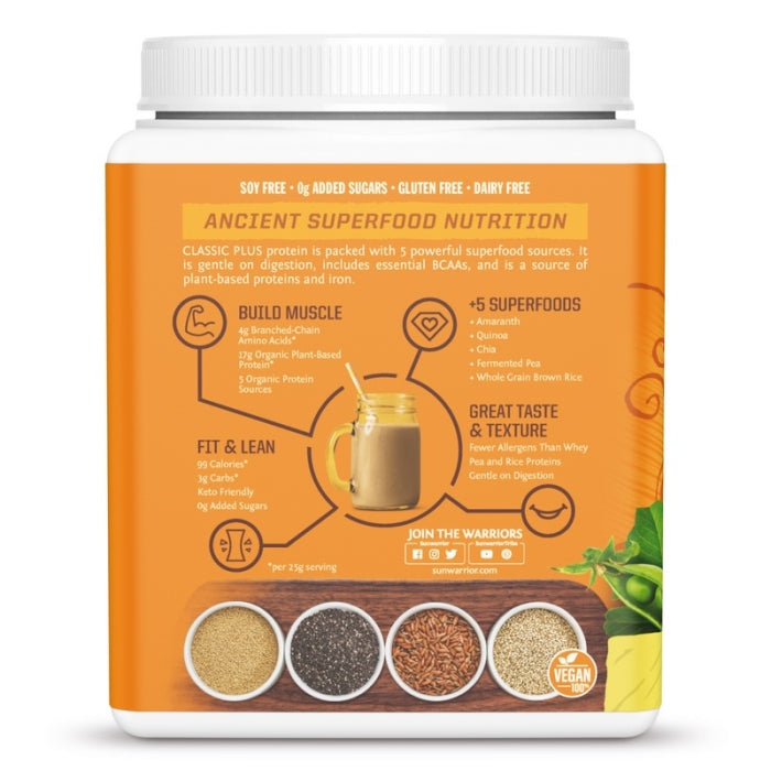 Sunwarrior Classic Plus Organic Protein Vanilla 375 Grams
