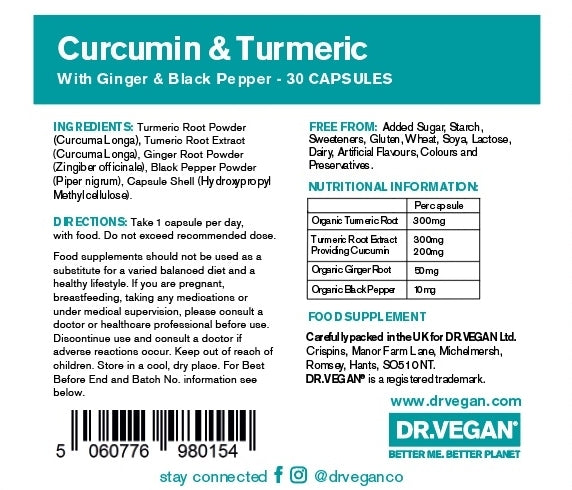 Dr.Vegan Curcumin & Turmeric 30 V-Caps