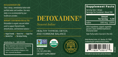 Detoxadine Nascent Iodine by Global Healing Product Label
