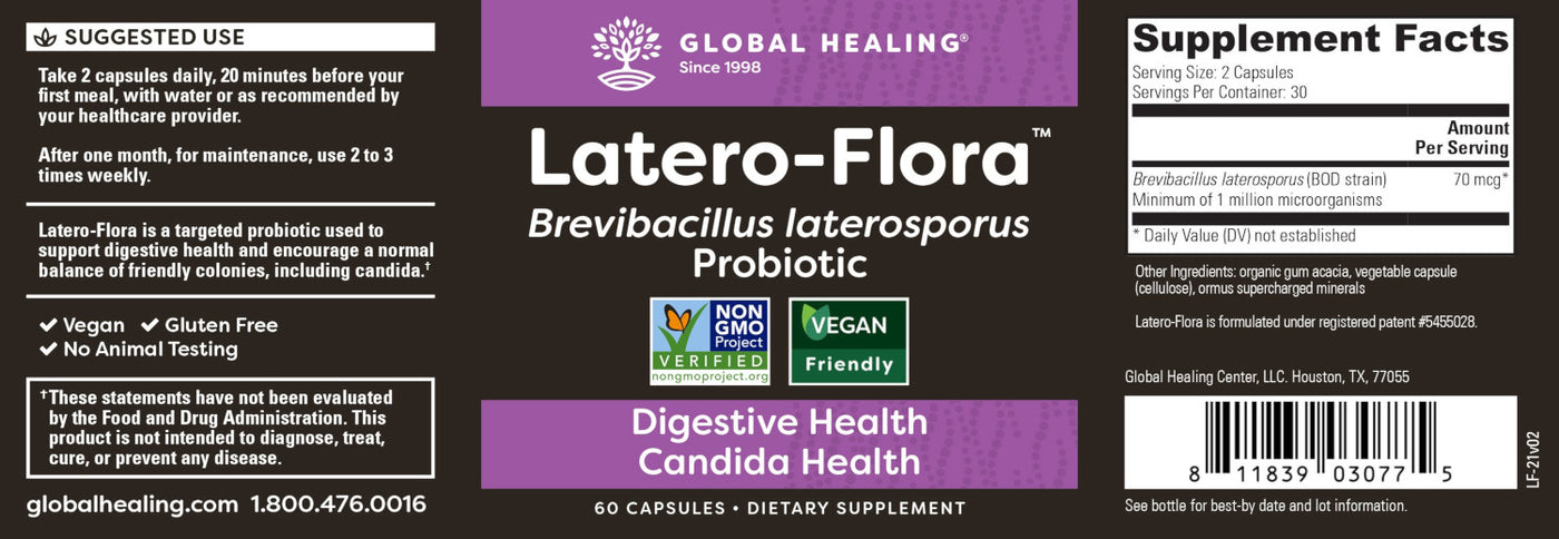 Latero Flora Probiotic for Digestive and Candida Health Supplement Facts
