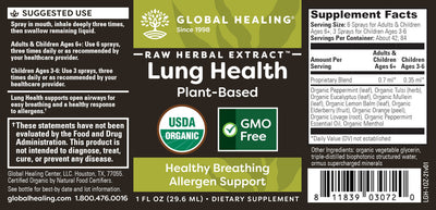 Lung Health by Global Healing Ingredient Label