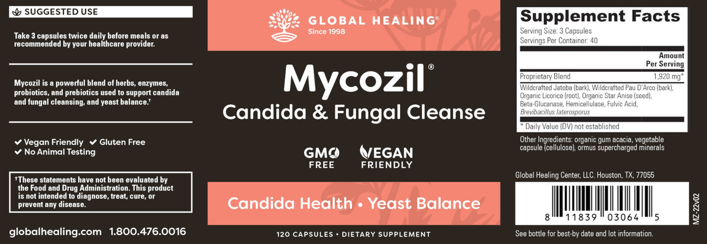 Mycozil Candida & Fungal Cleanse Global Healing Supplement Facts