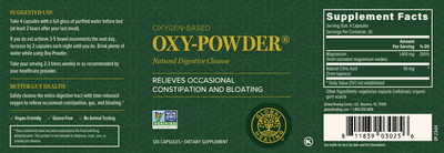 Global Healing Oxy-Powder 120 Capsule Pot Product Label