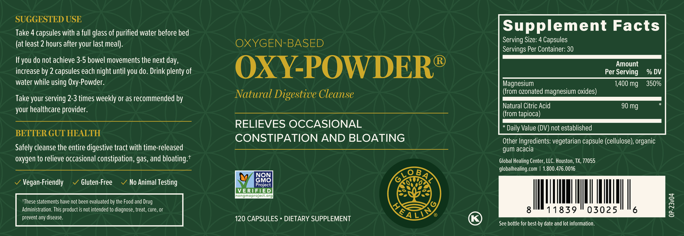 Oxy-Powder Natural Digestive Cleanse product label