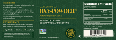 Oxy-Powder 60 capsules by Global Healing Product Label