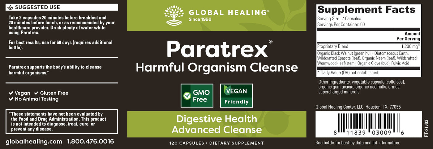 Paratrex Harmful Organism Advanced Targeted Cleanse by Global Healing Supplement Facts