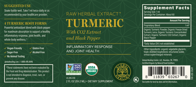 Turmeric by Global Healing Product Label