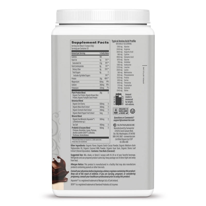 Sunwarrior Active Protein Chocolate 1 KG Ingredients